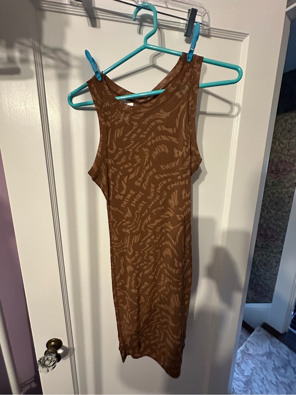 Sleeveless Brown Patterned Bodycon Dress